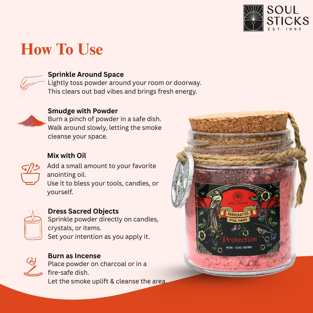 Soul Sticks Aura Cleansing Ritual Powder – Natural Herbs for Energy Clearing, Spiritual Detox, Witchcraft Rituals, Wiccan Cleansing, Negative Energy Removal, Healing Spells (Aura Cleansing)