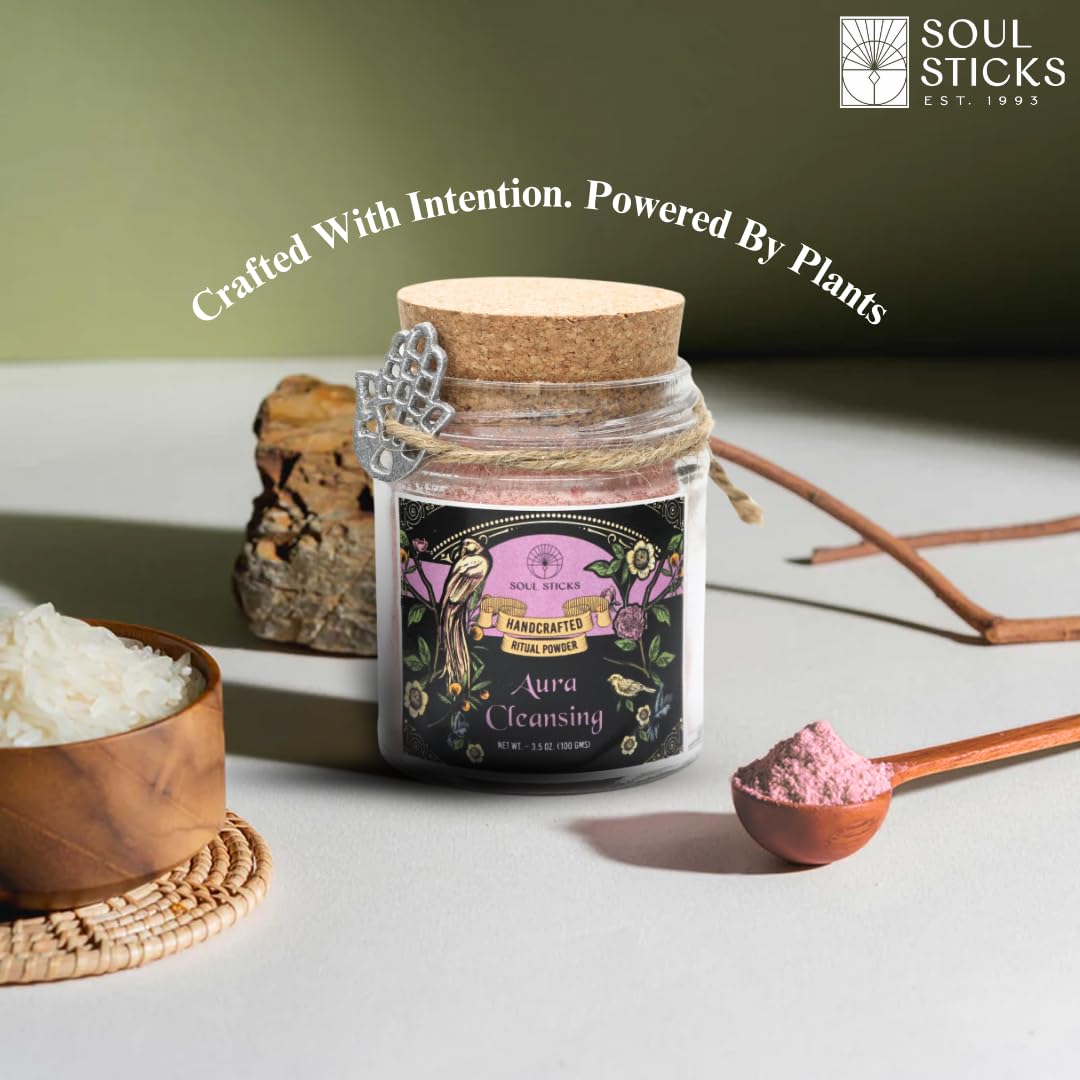 Soul Sticks Aura Cleansing Ritual Powder – Natural Herbs for Energy Clearing, Spiritual Detox, Witchcraft Rituals, Wiccan Cleansing, Negative Energy Removal, Healing Spells (Aura Cleansing)