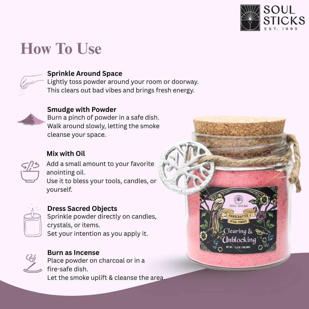 Soul Sticks Aura Cleansing Ritual Powder – Natural Herbs for Energy Clearing, Spiritual Detox, Witchcraft Rituals, Wiccan Cleansing, Negative Energy Removal, Healing Spells (Aura Cleansing)