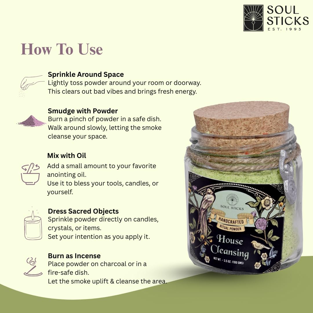 Soul Sticks Aura Cleansing Ritual Powder – Natural Herbs for Energy Clearing, Spiritual Detox, Witchcraft Rituals, Wiccan Cleansing, Negative Energy Removal, Healing Spells (Aura Cleansing)